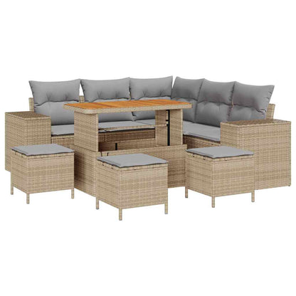 Garten-Sofa-Set mit Kissen mit Kissen 9 pcs Beige und Hellgrau