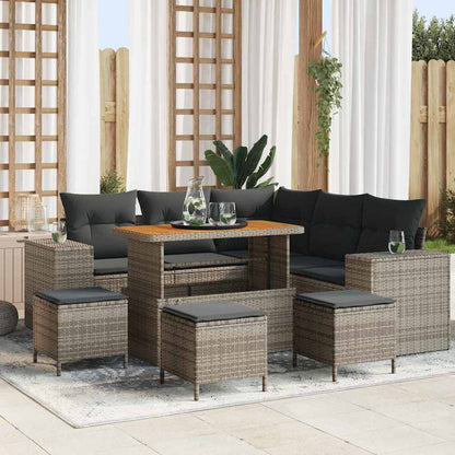 Garten-Sofa-Set mit Kissen mit Speicher mit Kissen 9 pcs Grau