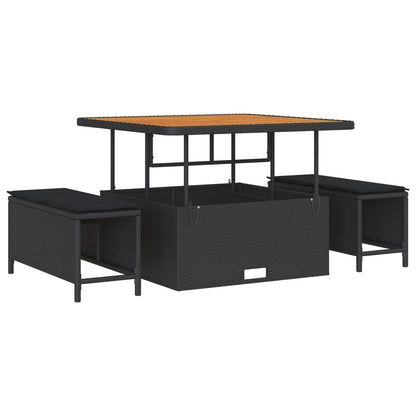 vidaXL Salon de jardin avec coussins 9 pcs Résine tressée noir