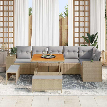 vidaXL Salon de jardin avec coussins 9 pcs Beige et Gris clair Résine tressée