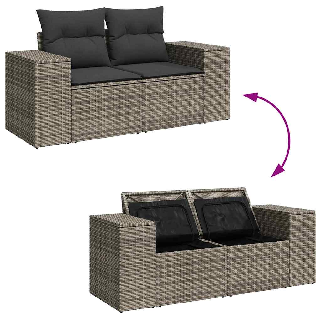 vidaXL Salon de jardin avec coussins 9 pcs Gris Résine tressée