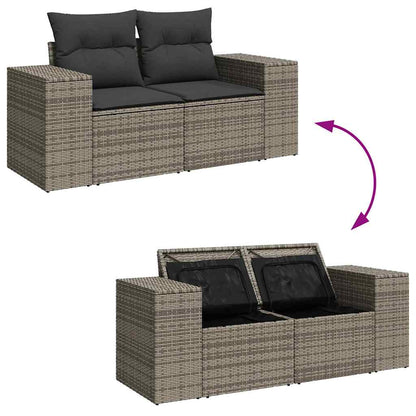 vidaXL Salon de jardin avec coussins 9 pcs Gris Résine tressée