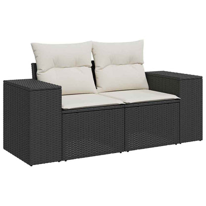 vidaXL Gartensofa-set mit Kissen 9 pcs Schwarz und Creme Poly-Rattan