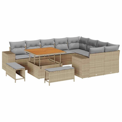 Garten-Sofa-Set mit Kissen mit Kissen 12 pcs Beige und Hellgrau