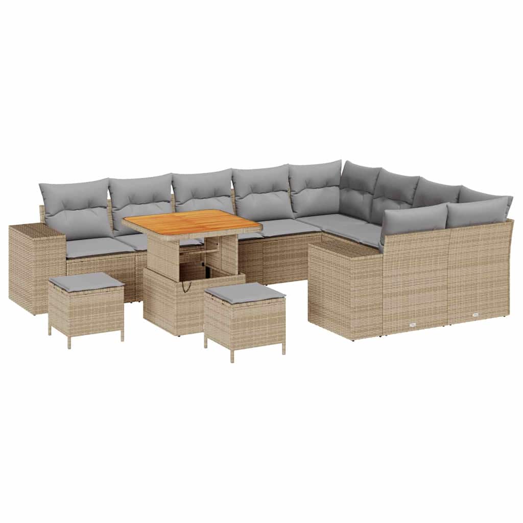 Garten-Sofa-Set mit Kissen mit Kissen 12 pcs Beige und Hellgrau