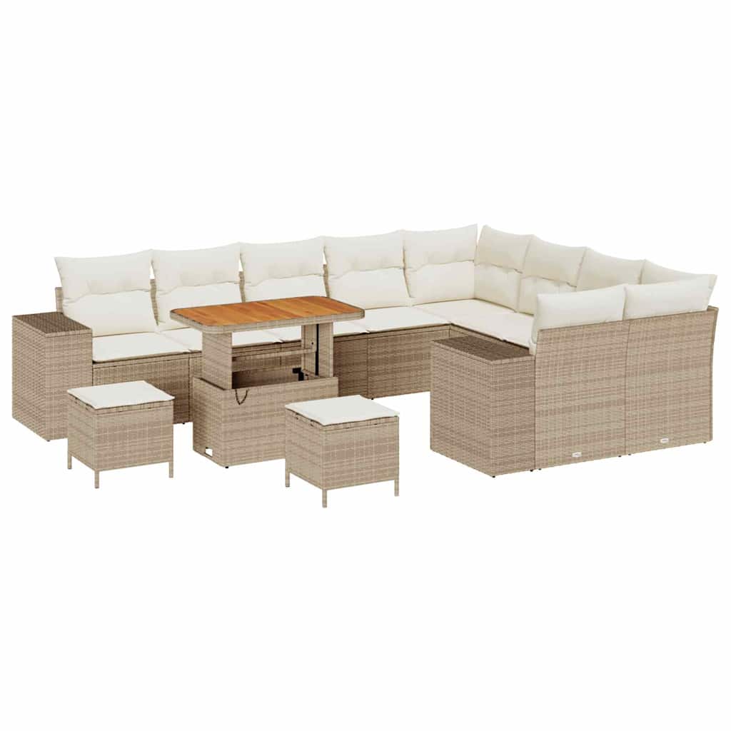 Garten-Sofa-Set mit Kissen mit Speicher 12 pcs Beige und Creme