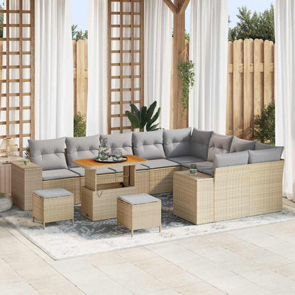 Garten-Sofa-Set mit Kissen mit Kissen 12 pcs Beige und Hellgrau