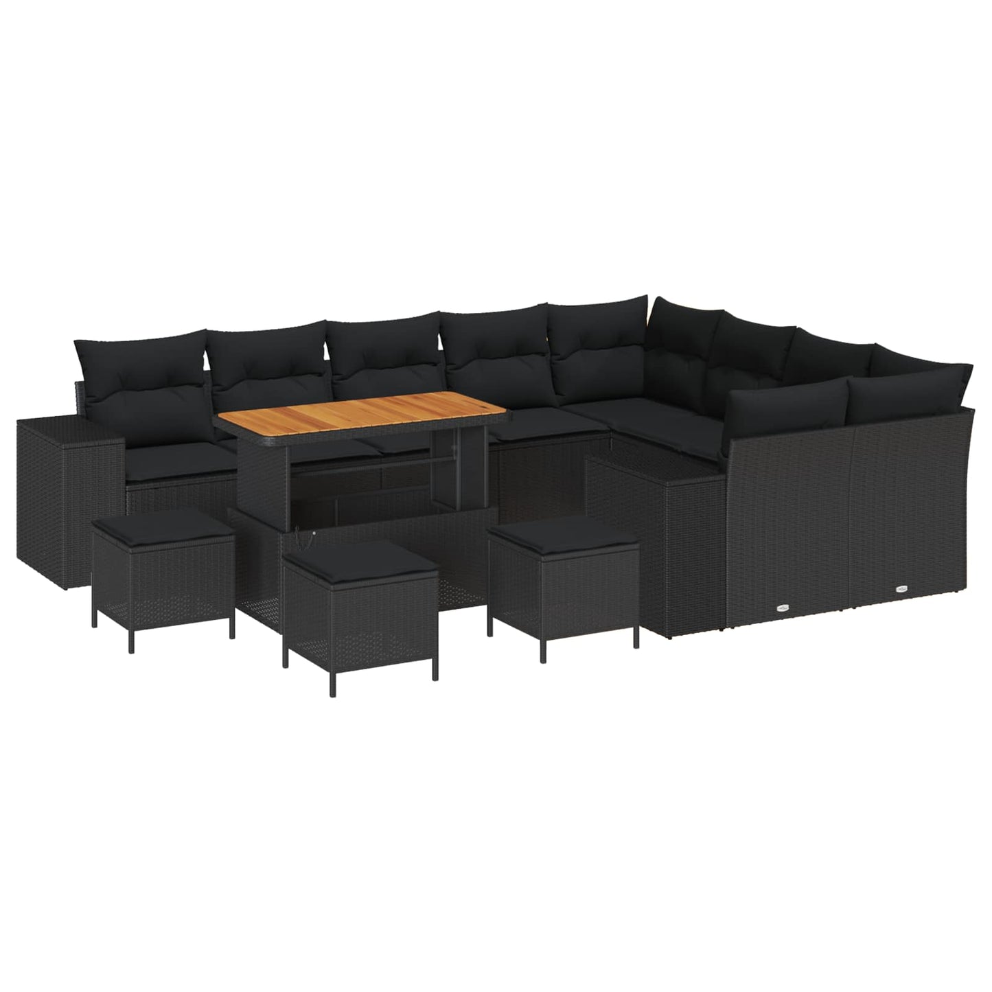 Garten-Sofa-Set mit Kissen mit Speicher 13 pcs Schwarz