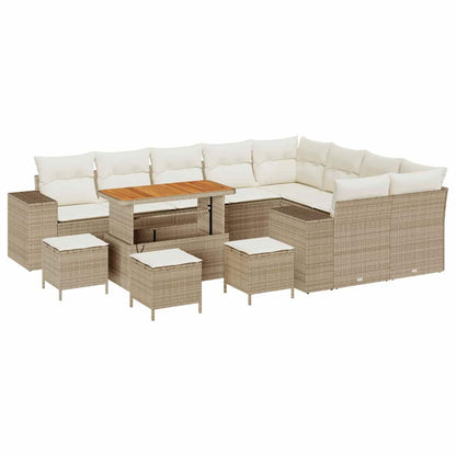 Garten-Sofa-Set mit Kissen mit Speicher 13 pcs Beige und Creme