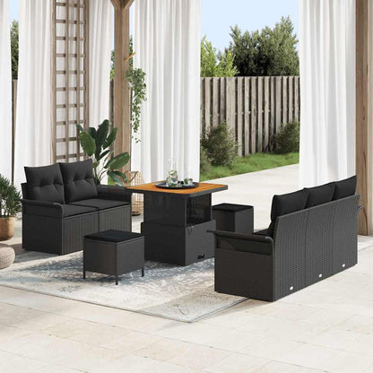Garten-Sofa-Set mit Kissen mit Speicher 8 pcs Schwarz