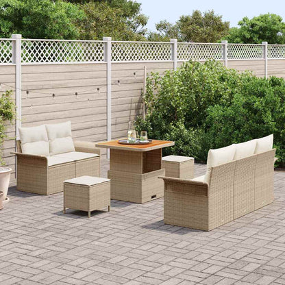Garten-Sofa-Set mit Kissen mit Speicher 8 pcs Beige und Creme