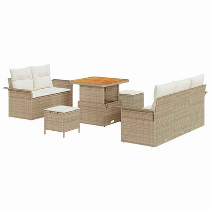 Garten-Sofa-Set mit Kissen mit Speicher 8 pcs Beige und Creme