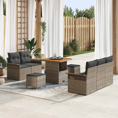 Garten-Sofa-Set mit Kissen mit Speicher mit Kissen 8 pcs Grau