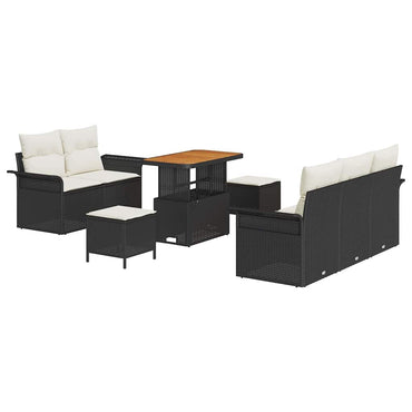 vidaXL Garten-Sofa-Set mit Kissen mit Speicher 8 pcs Schwarz und Creme