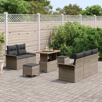 Garten-Sofa-Set mit Kissen mit Speicher mit Kissen 8 pcs Grau