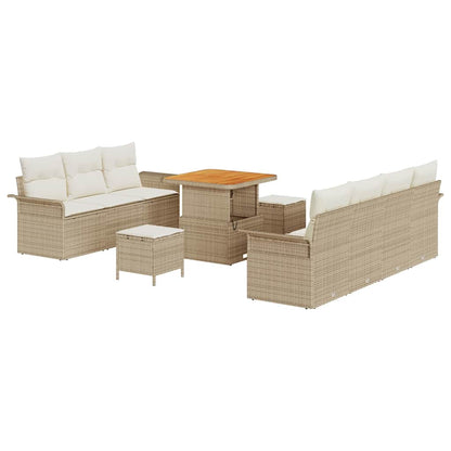 Garten-Sofa-Set mit Kissen mit Speicher 10 pcs Beige und Creme