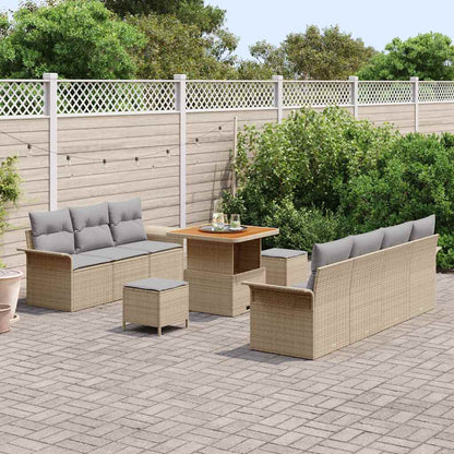 Garten-Sofa-Set mit Kissen mit Kissen 10 pcs Beige und Hellgrau