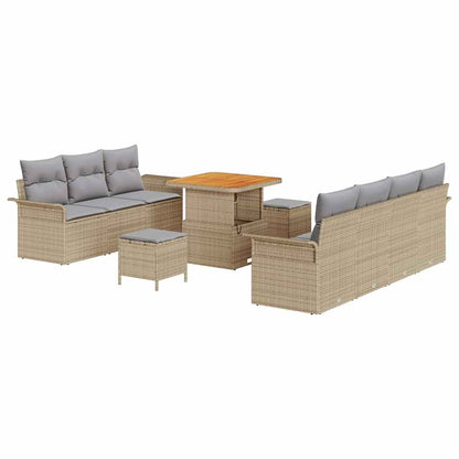 Garten-Sofa-Set mit Kissen mit Kissen 10 pcs Beige und Hellgrau