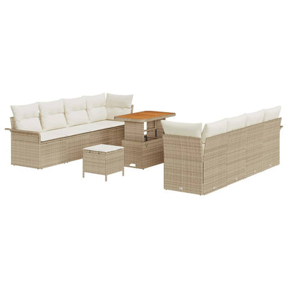 Garten-Sofa-Set mit Kissen mit Speicher 11 pcs Beige und Creme