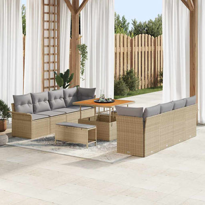 Garten-Sofa-Set mit Kissen mit Kissen 11 pcs Beige und Hellgrau