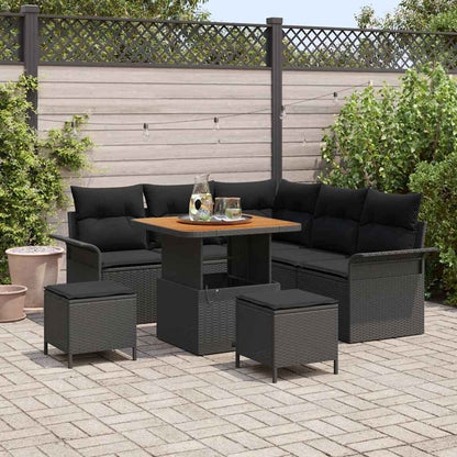 Garten-Sofa-Set mit Kissen mit Speicher 8 pcs Schwarz