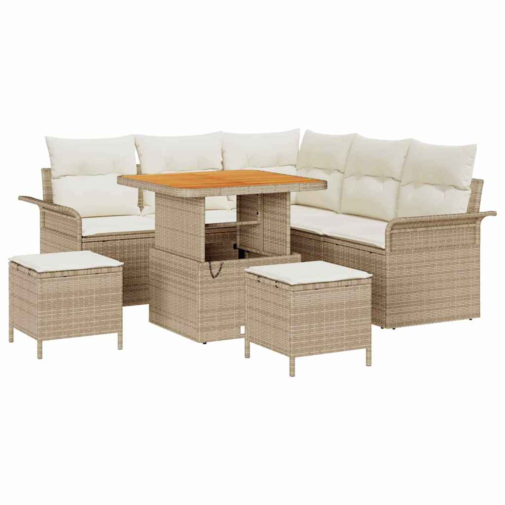 Garten-Sofa-Set mit Kissen mit Speicher 8 pcs Beige und Creme