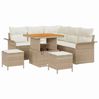 Garten-Sofa-Set mit Kissen mit Speicher 8 pcs Beige und Creme