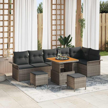 Garten-Sofa-Set mit Kissen mit Speicher mit Kissen 9 pcs Grau