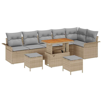 Garten-Sofa-Set mit Kissen mit Kissen 9 pcs Beige und Hellgrau