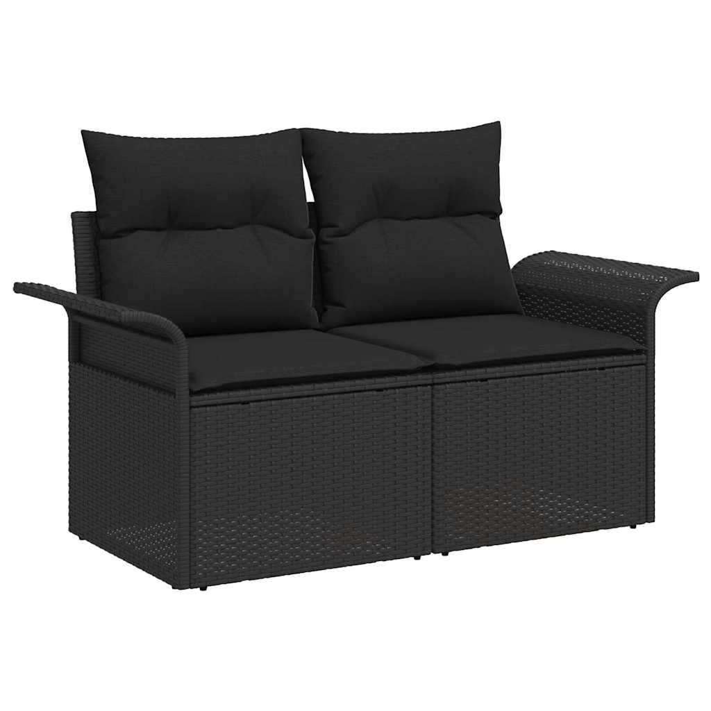 Garten-Sofa-Set mit Kissen mit Speicher 12 pcs Schwarz