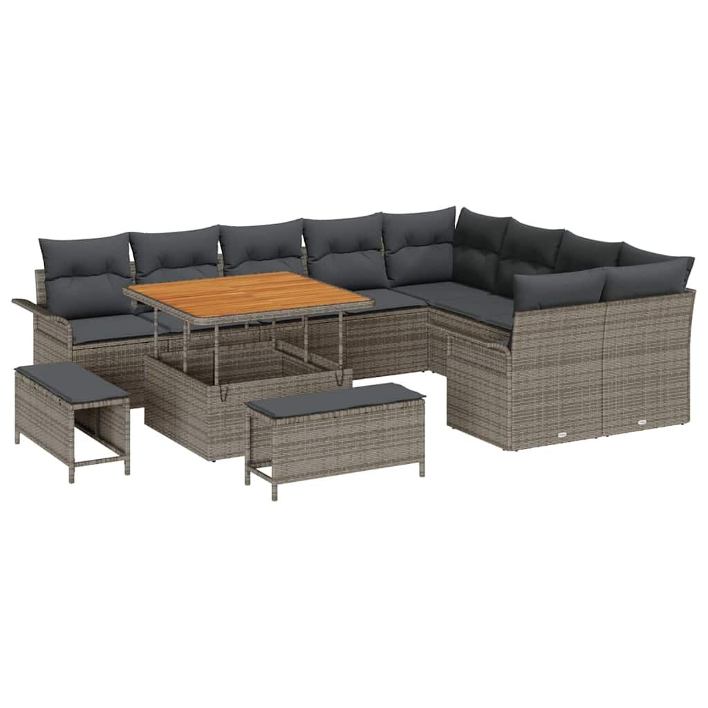 Garten-Sofa-Set mit Kissen mit Speicher mit Kissen 12 pcs Grau