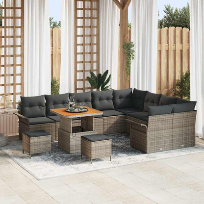 Garten-Sofa-Set mit Kissen mit Speicher mit Kissen 12 pcs Grau