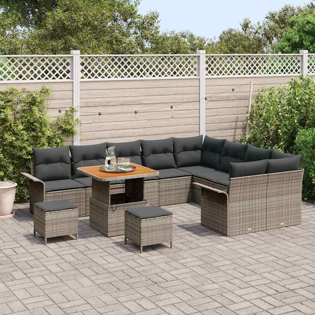 Garten-Sofa-Set mit Kissen mit Speicher mit Kissen 12 pcs Grau