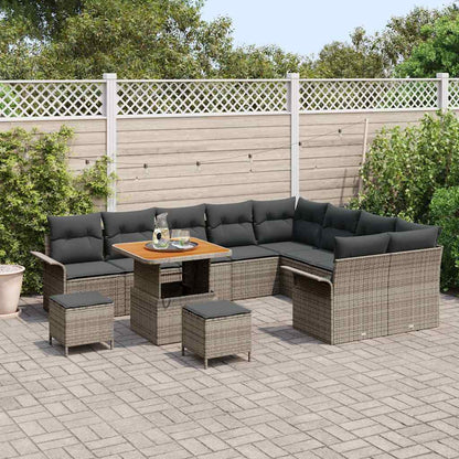 Garten-Sofa-Set mit Kissen mit Speicher mit Kissen 12 pcs Grau
