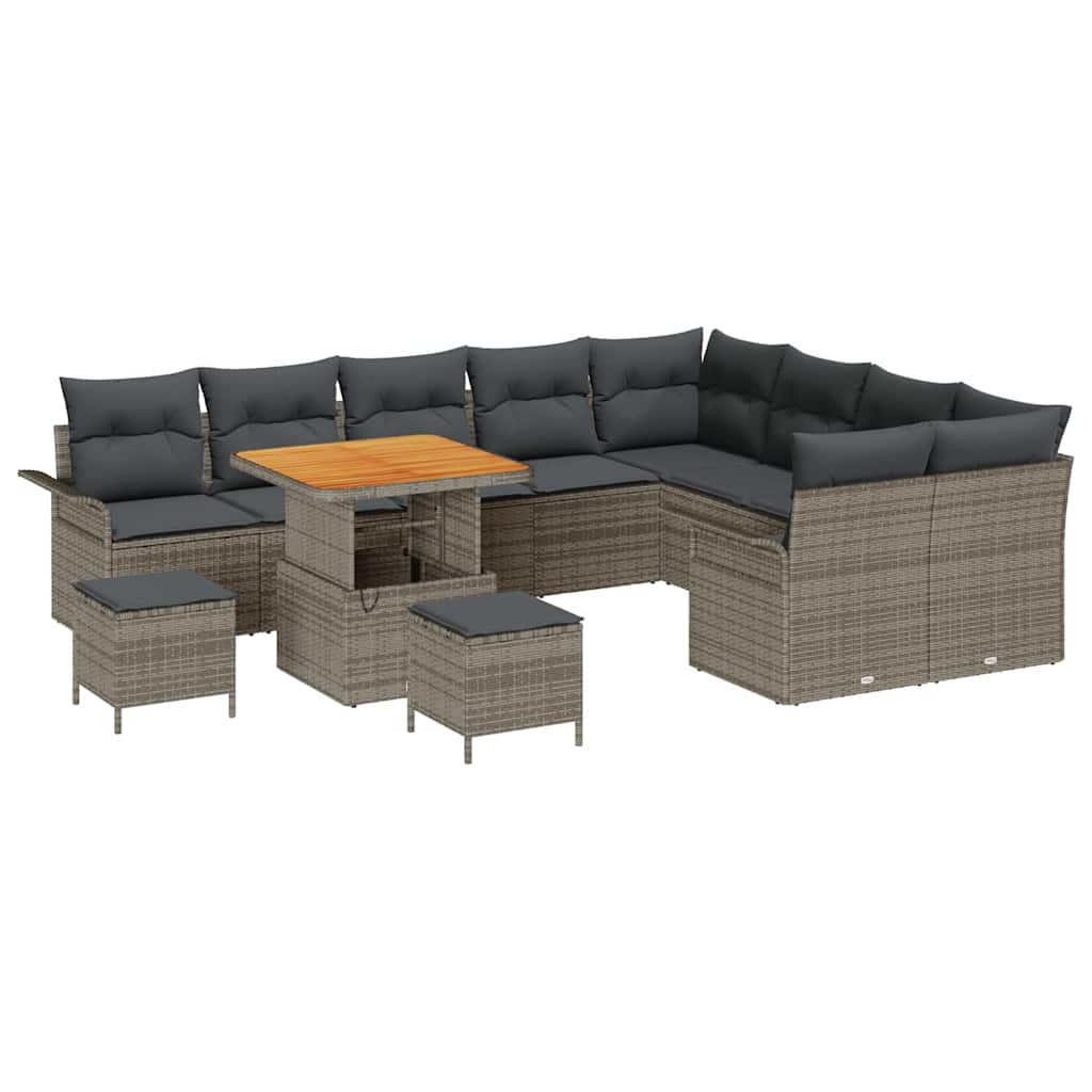 Garten-Sofa-Set mit Kissen mit Speicher mit Kissen 12 pcs Grau