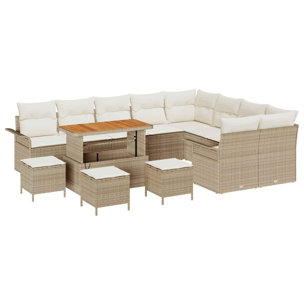 Garten-Sofa-Set mit Kissen mit Speicher 13 pcs Beige und Creme