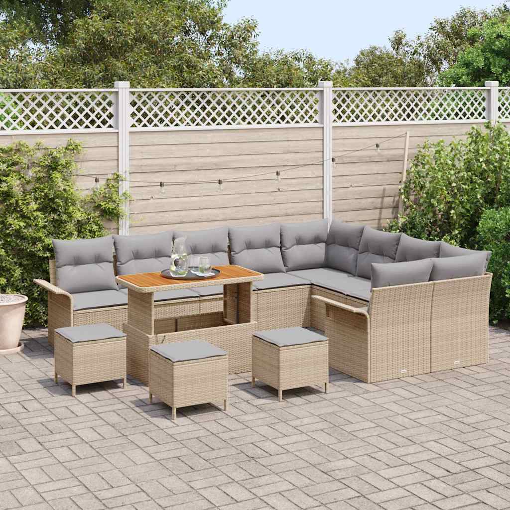 Garten-Sofa-Set mit Kissen mit Kissen 13 pcs Beige und Hellgrau