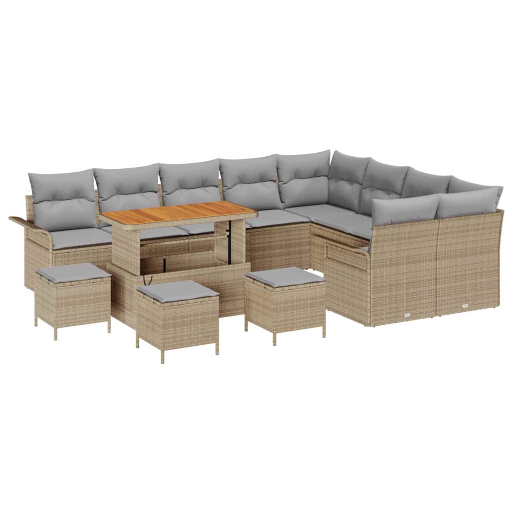 Garten-Sofa-Set mit Kissen mit Kissen 13 pcs Beige und Hellgrau