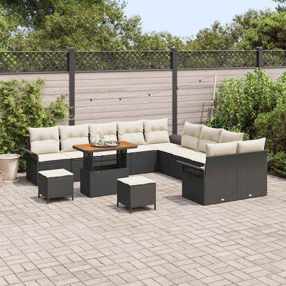 Garten-Sofa-Set mit Kissen mit Kissen 13 pcs Schwarz und Creme