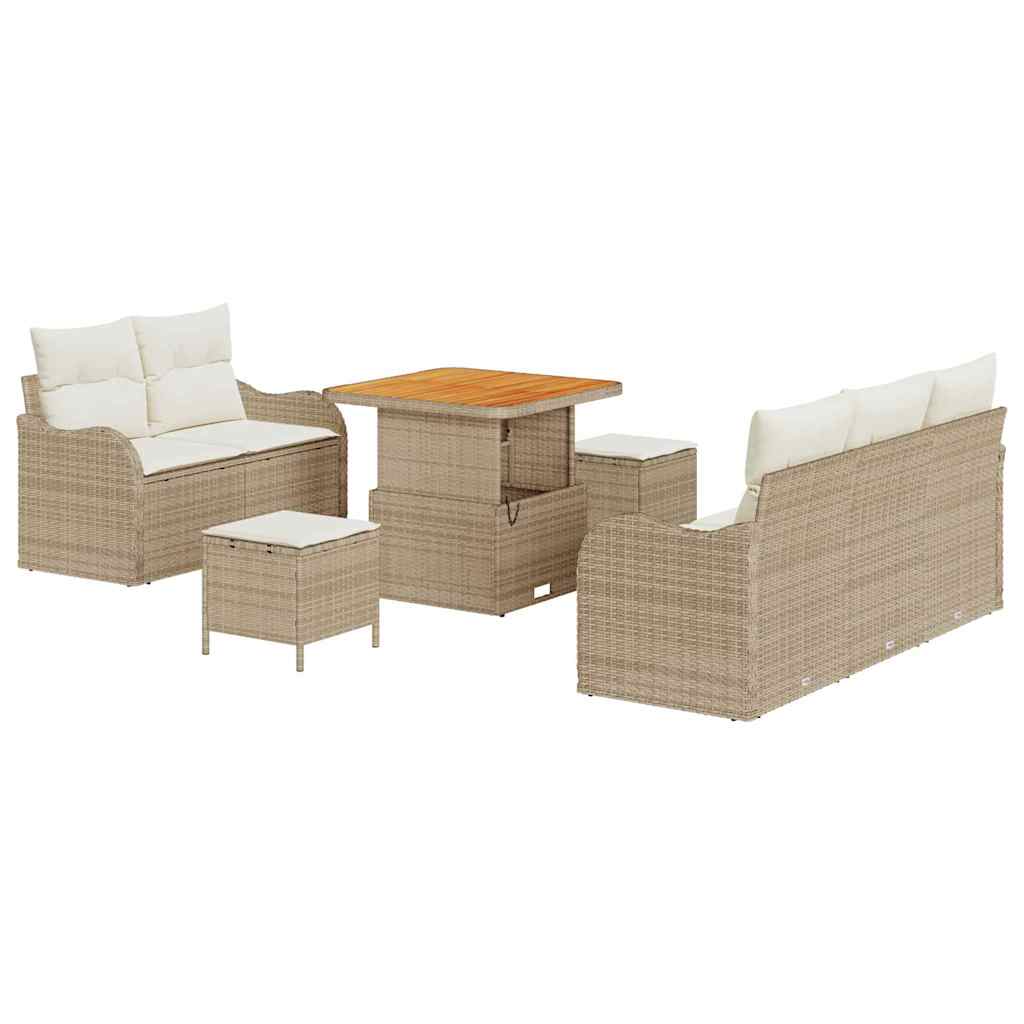 Garten-Sofa-Set mit Kissen mit Speicher 8 pcs Beige und Creme