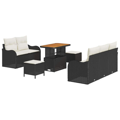 Garten-Sofa-Set mit Kissen mit Speicher 8 pcs Schwarz und Creme