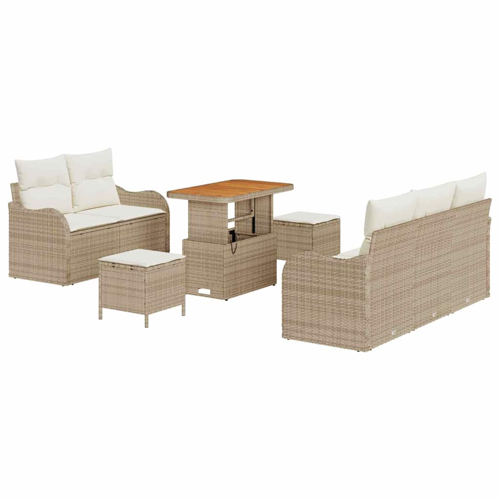 vidaXL Garten-Sofa-Set mit Kissen mit Speicher 8 pcs Beige und Creme