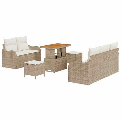 vidaXL Garten-Sofa-Set mit Kissen mit Speicher 8 pcs Beige und Creme