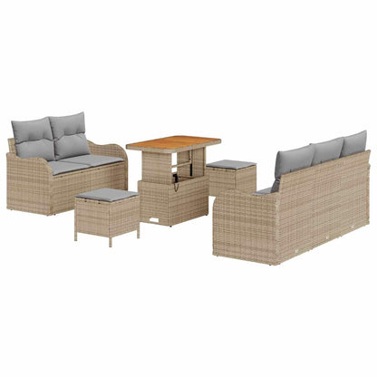 Garten-Sofa-Set mit Kissen mit Kissen 8 pcs Beige und Hellgrau