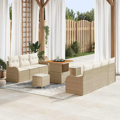Garten-Sofa-Set mit Kissen mit Speicher 10 pcs Beige und Creme