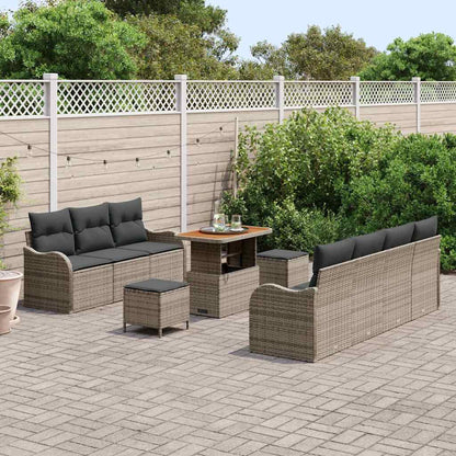 Garten-Sofa-Set mit Kissen mit Speicher mit Kissen 10 pcs Grau