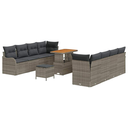 Garten-Sofa-Set mit Kissen mit Speicher mit Kissen 11 pcs Grau