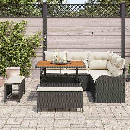 Garten-Sofa-Set mit Kissen mit Speicher 8 pcs Schwarz und Creme