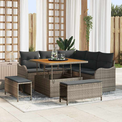Garten-Sofa-Set mit Kissen mit Speicher mit Kissen 8 pcs Grau