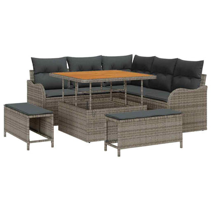 Garten-Sofa-Set mit Kissen mit Speicher mit Kissen 8 pcs Grau